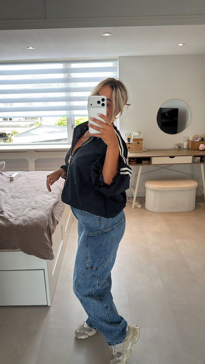 Fleur Balloon stripe jacket - NAVY