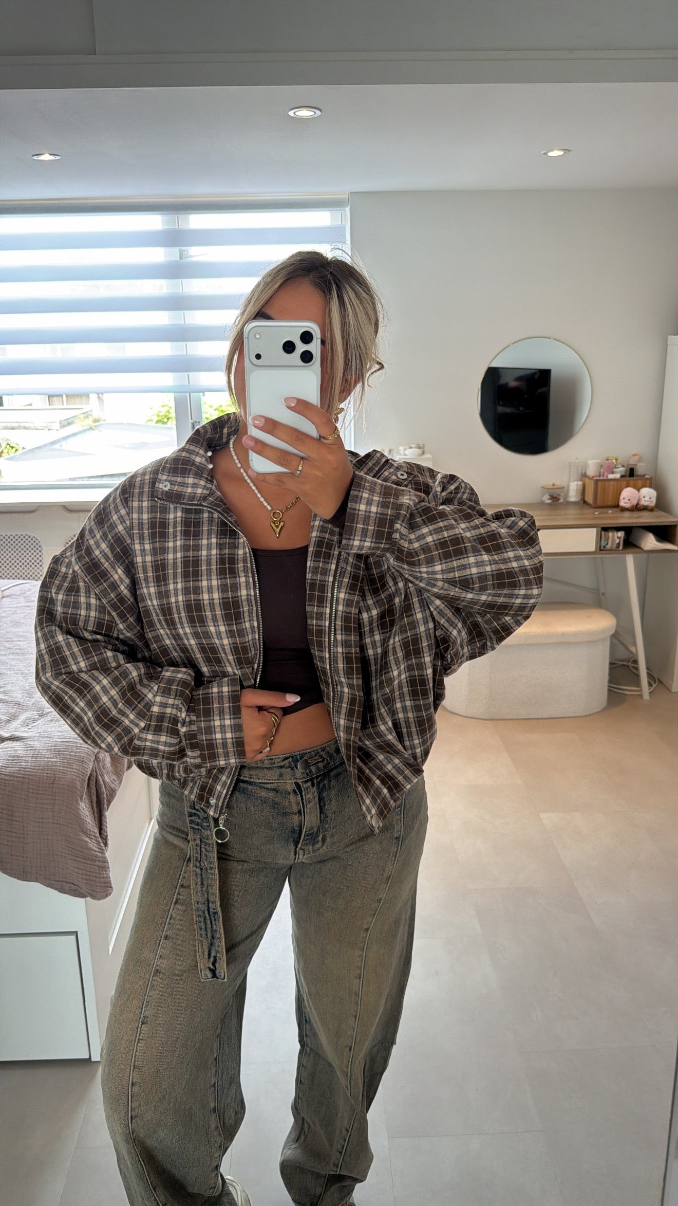 Lola Check Jacket - BLUE/BROWN