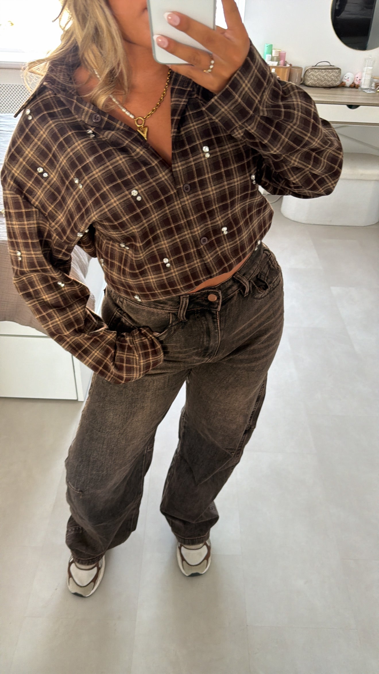 Mila Balloon jeans - GREY/BROWN WASSING