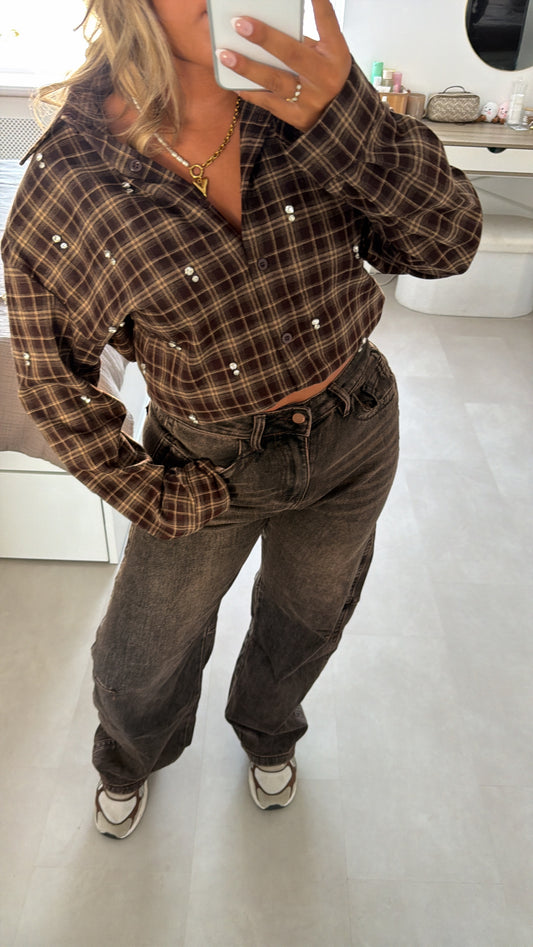 Mila Balloon jeans - GREY/BROWN WASSING