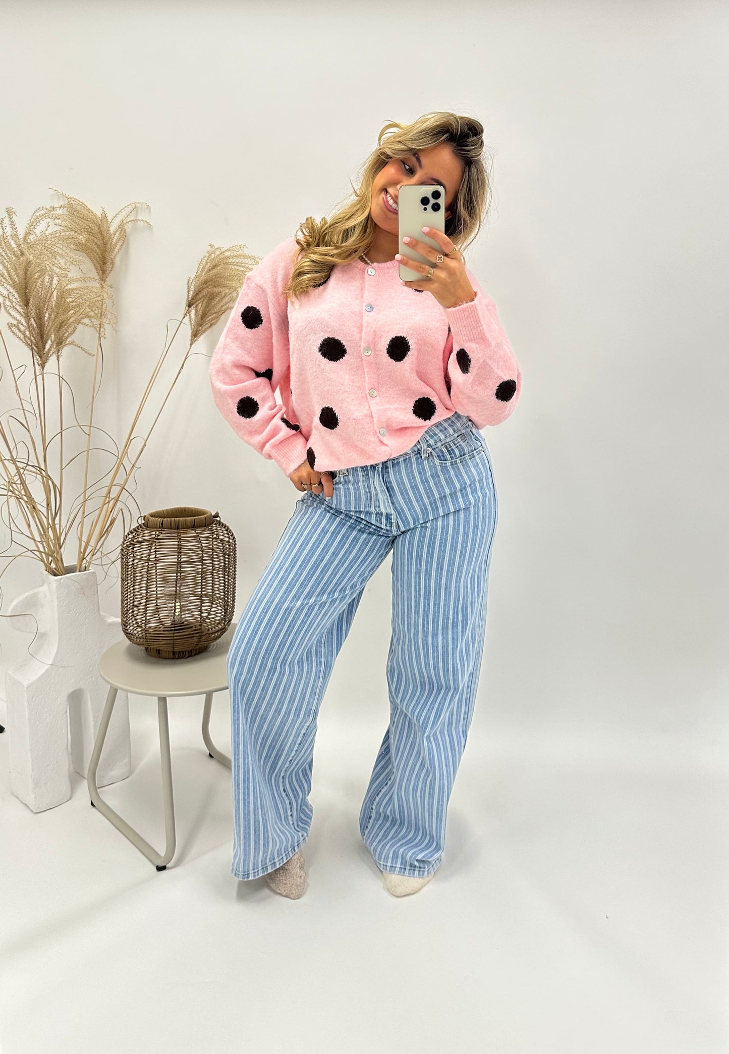 Tara trui polkadot roze