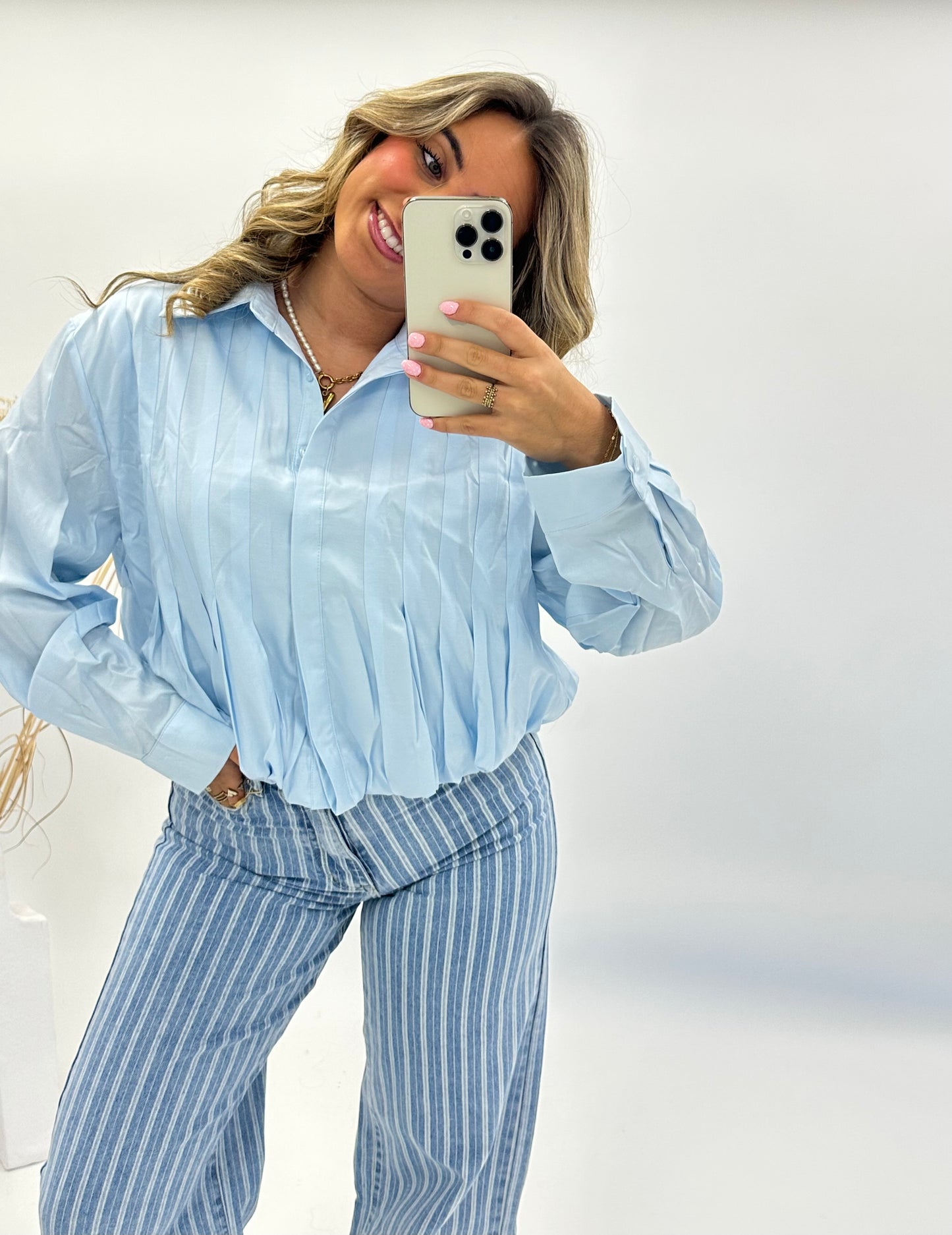 Kim ballon blouse blauw