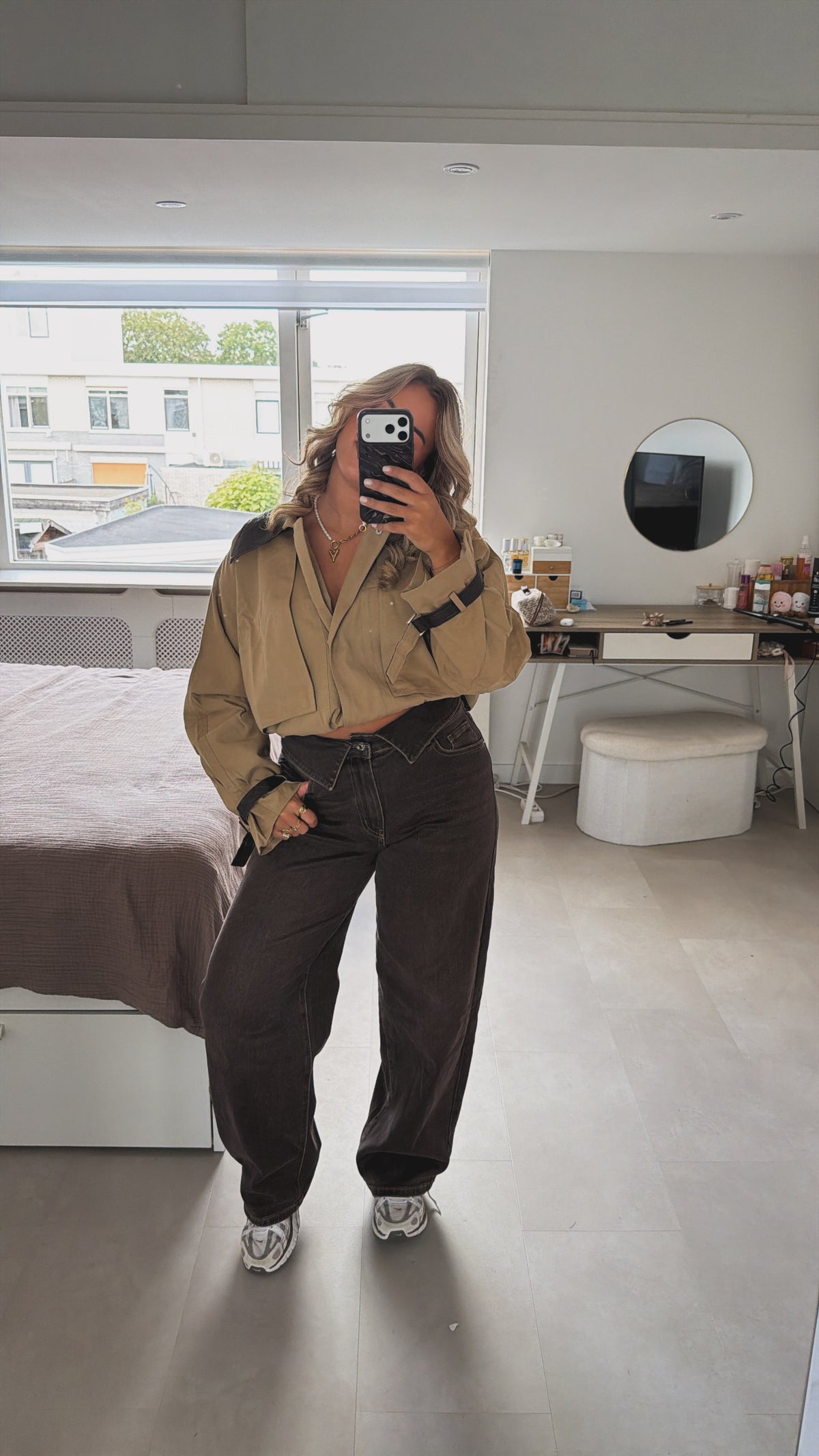 Suze cropped jacket - BEIGE/BROWN