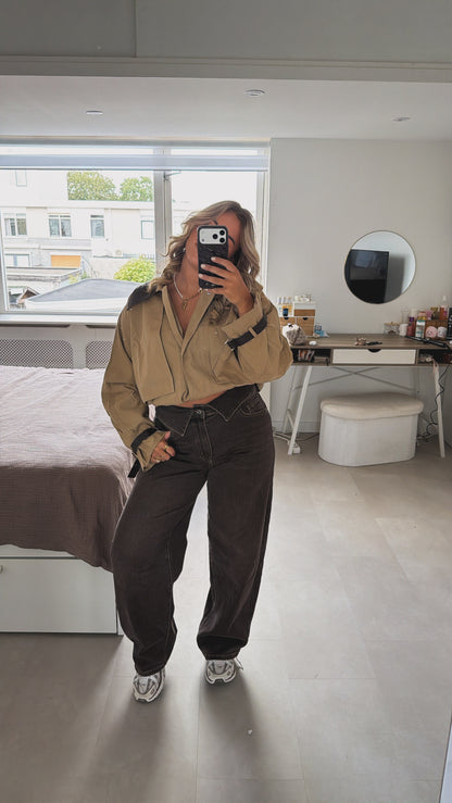 Suze cropped jacket - BEIGE/BROWN