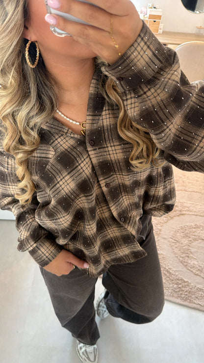 Demi geruite blouse - BROWN