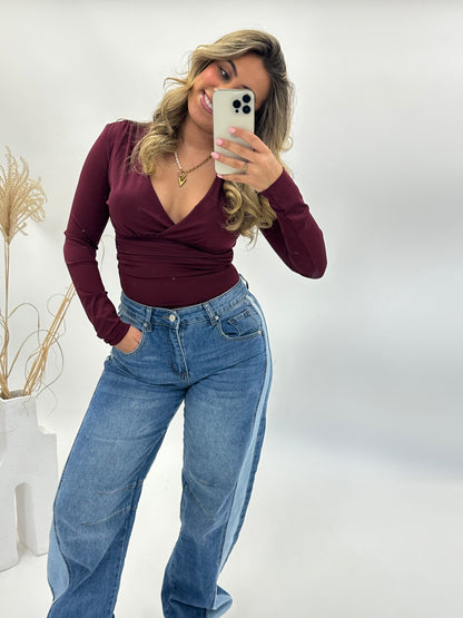 Merel top body bordeaux rood