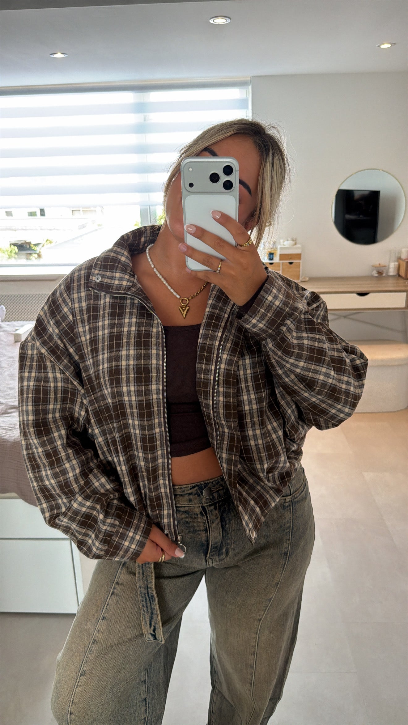 Lola Check Jacket - BLUE/BROWN