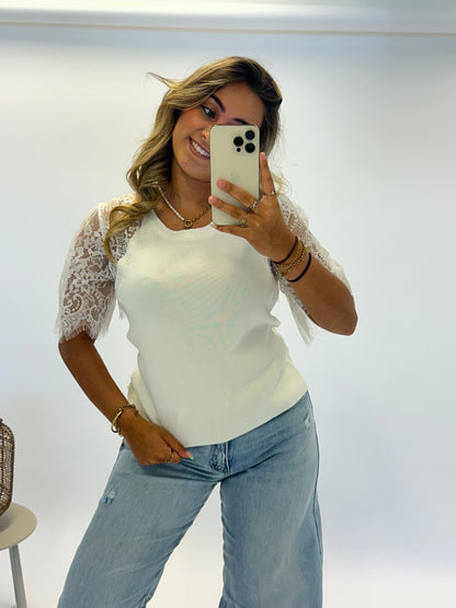 Sara Lace Top - White