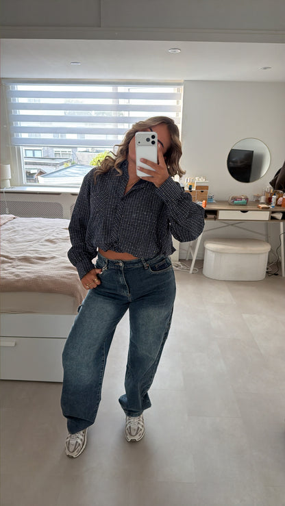 Lina barrel jeans - DARK BLUE