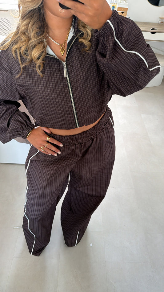 Veerle geruite check set - BROWN