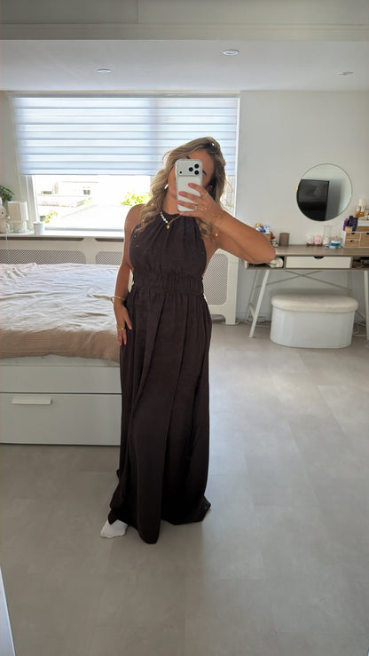Sterre open back dress - BROWN