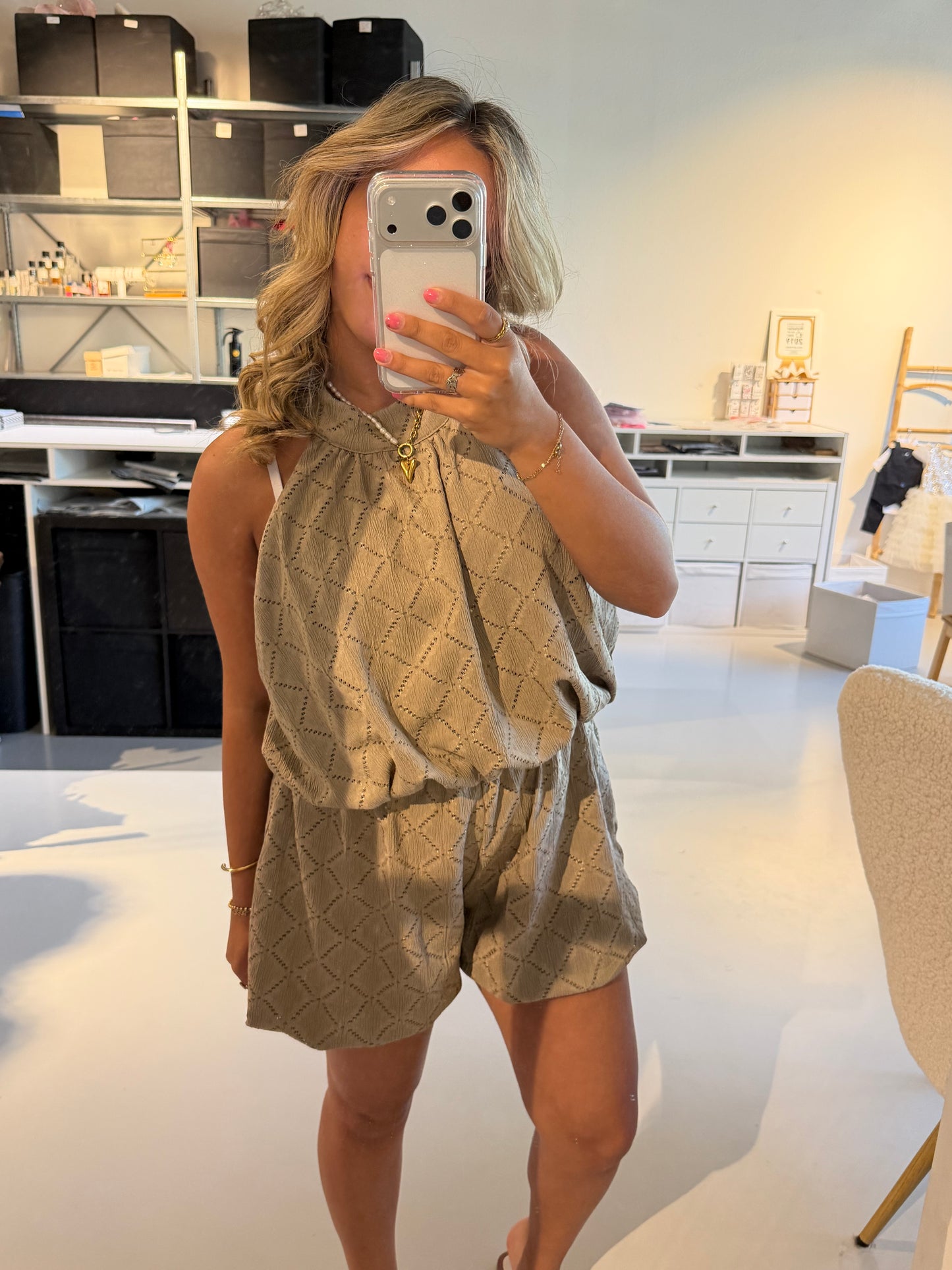 Tes ballon jumpsuit jurkje - TAUPE