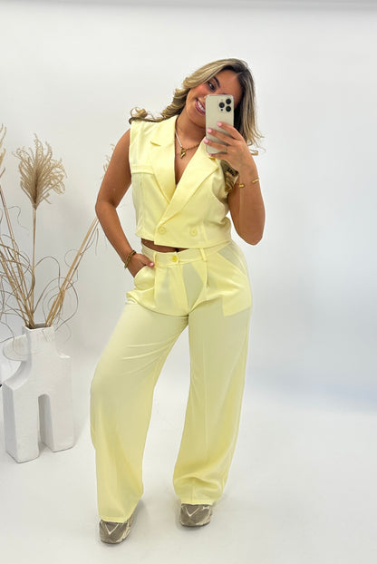 Noor blazer gilet set geel