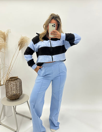 Zola vest blauw bruin