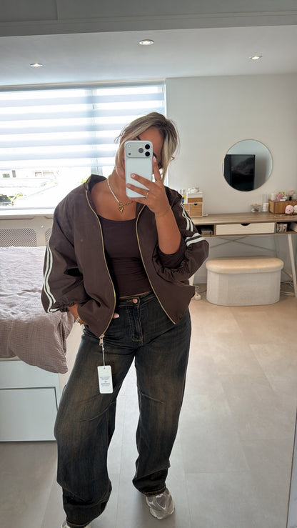 Fleur Balloon stripe jacket - BROWN