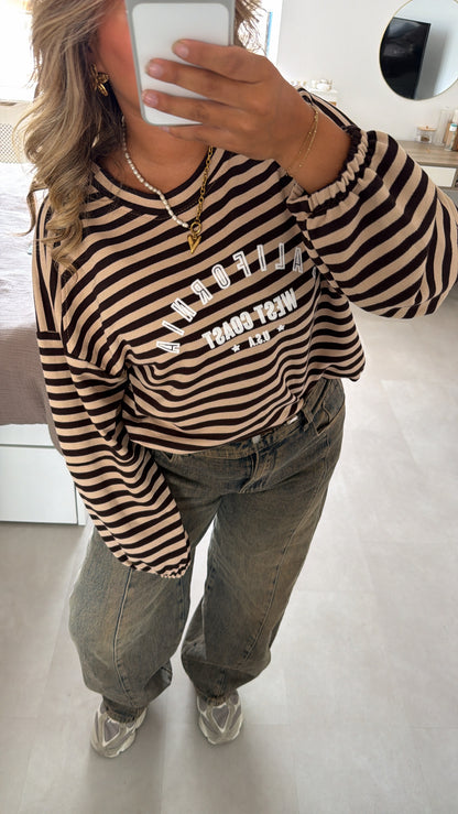 Ruby gestreepte Longsleeve - BROWN