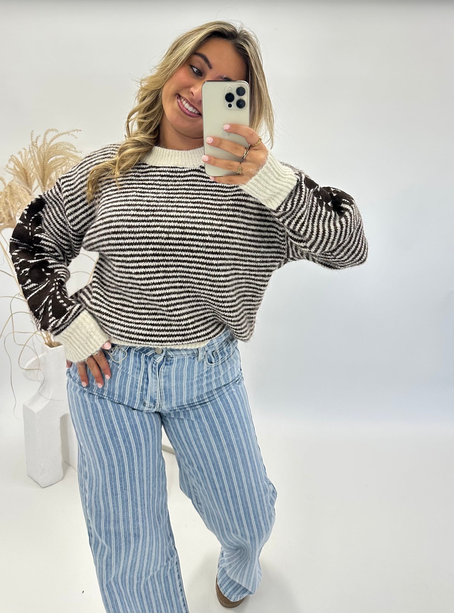 Hannah trui streep bruin