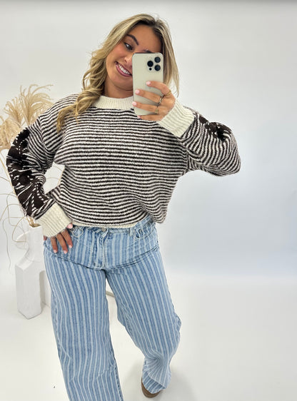 Hannah trui streep bruin