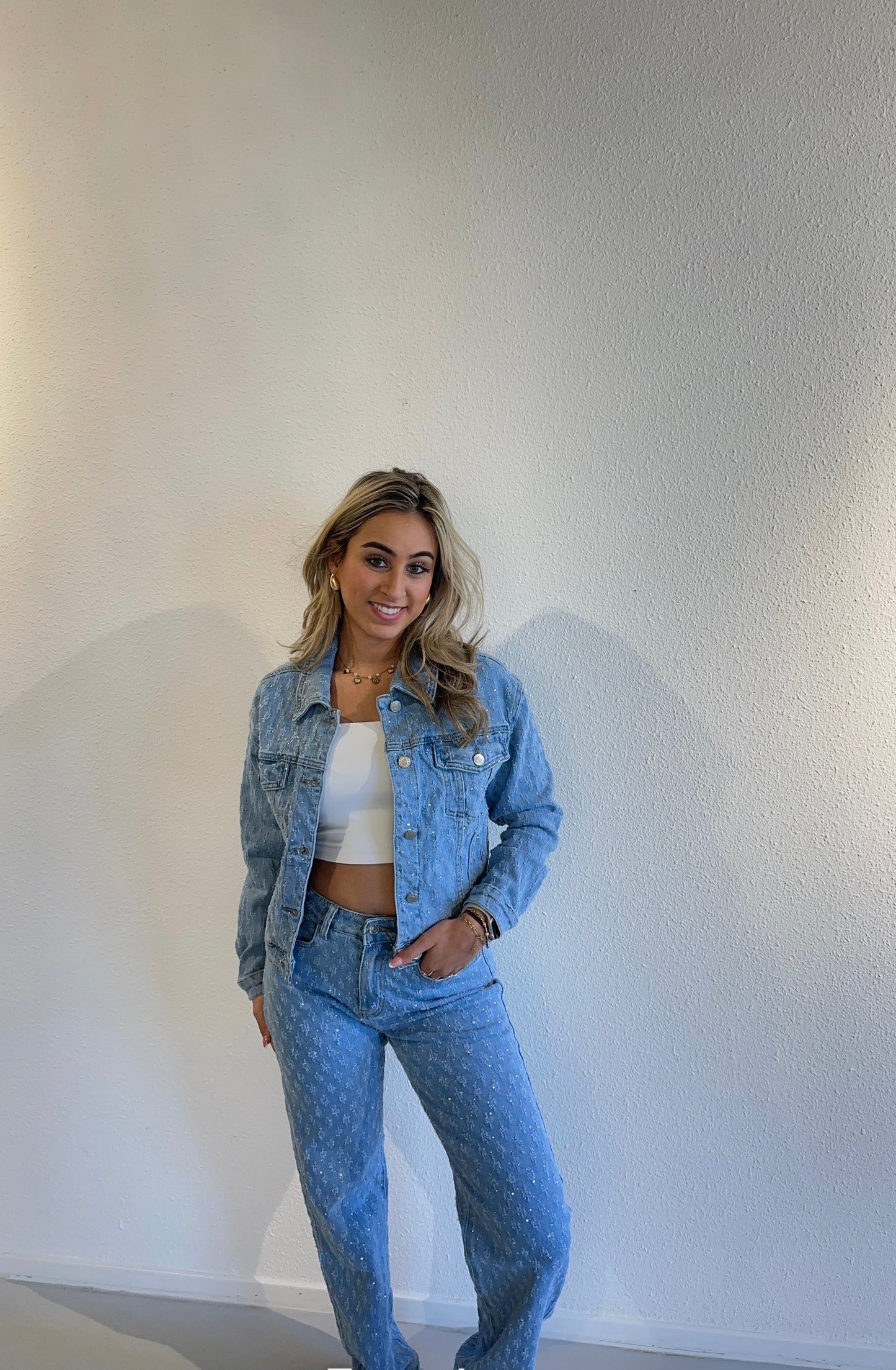 JEANS STRAIGHT LEG ANNELIE GLINSTER - SPIJKERBLAUW