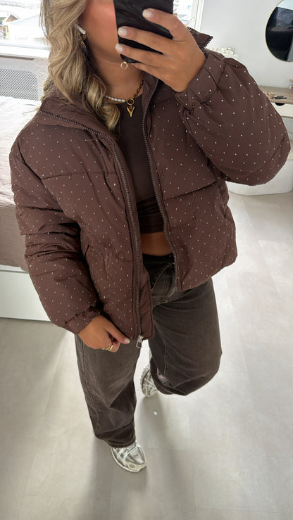 Merel gewatteerde jas glitter - BROWN