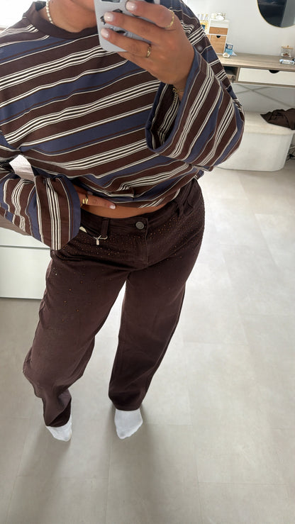Mariska ballon jeans glitter - BROWN