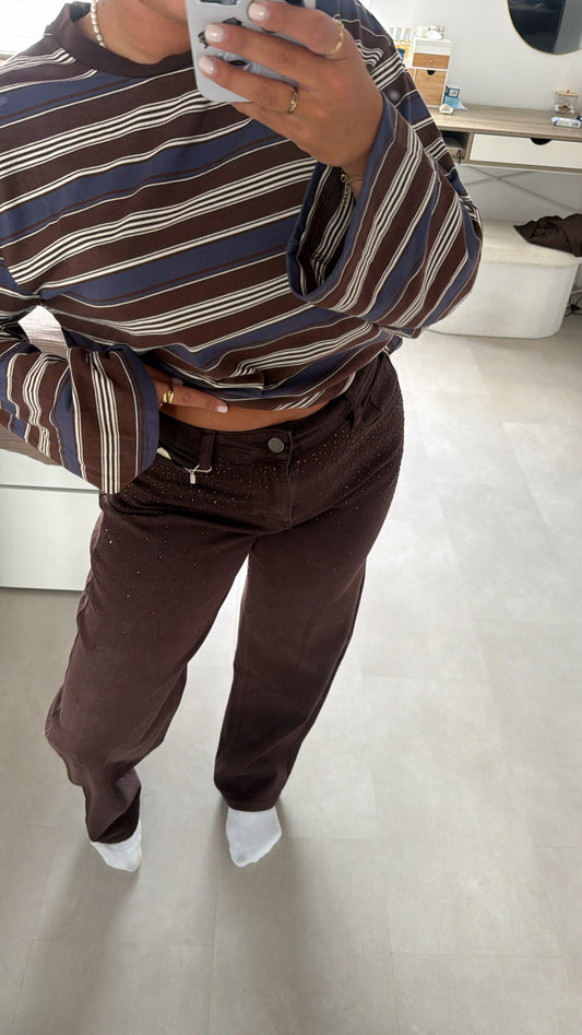 Mariska ballon jeans glitter - BROWN