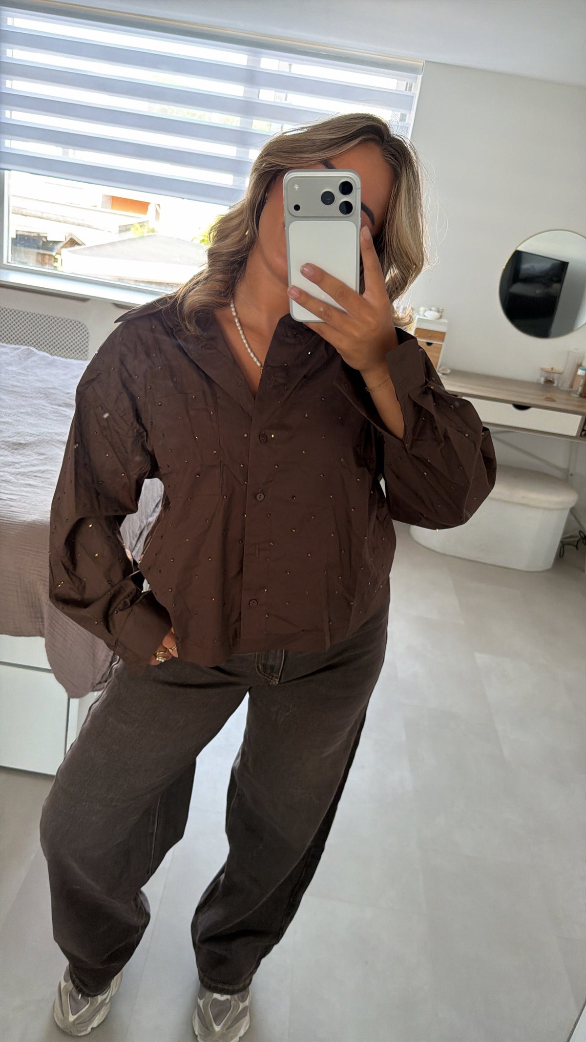 Benthe blouse glitter - BROWN