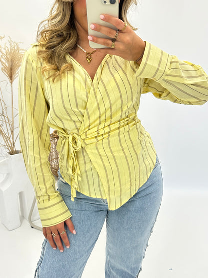Milou wikkelblouse geel
