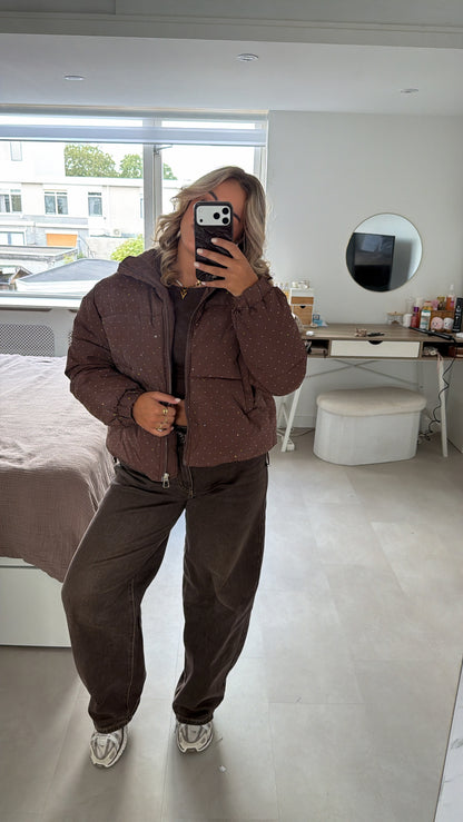 Merel gewatteerde jas glitter - BROWN