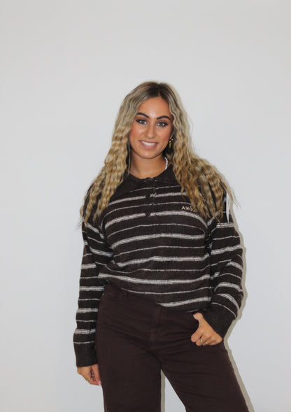 Kady trui amour streep bruin