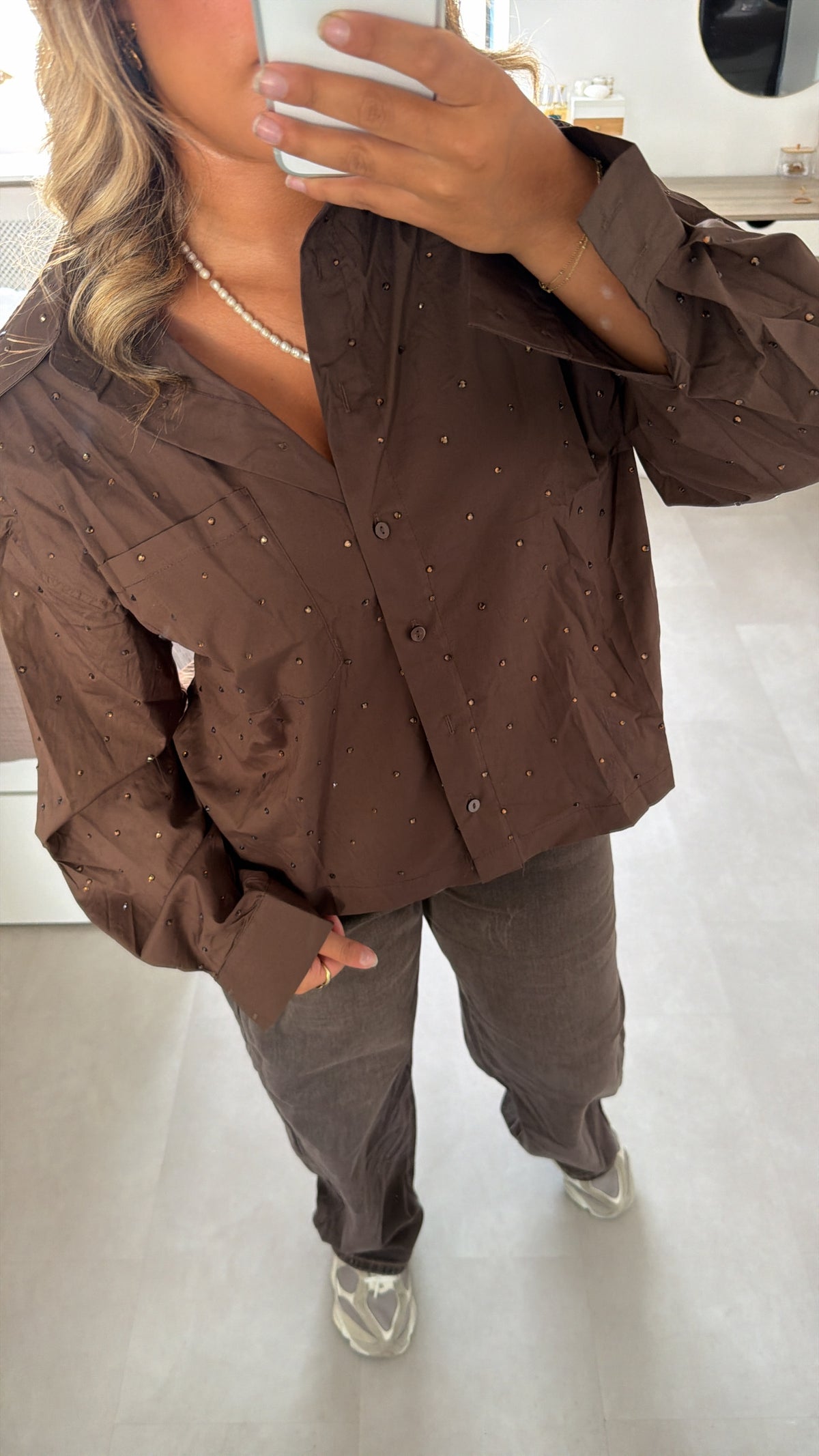 Benthe blouse glitter - BROWN