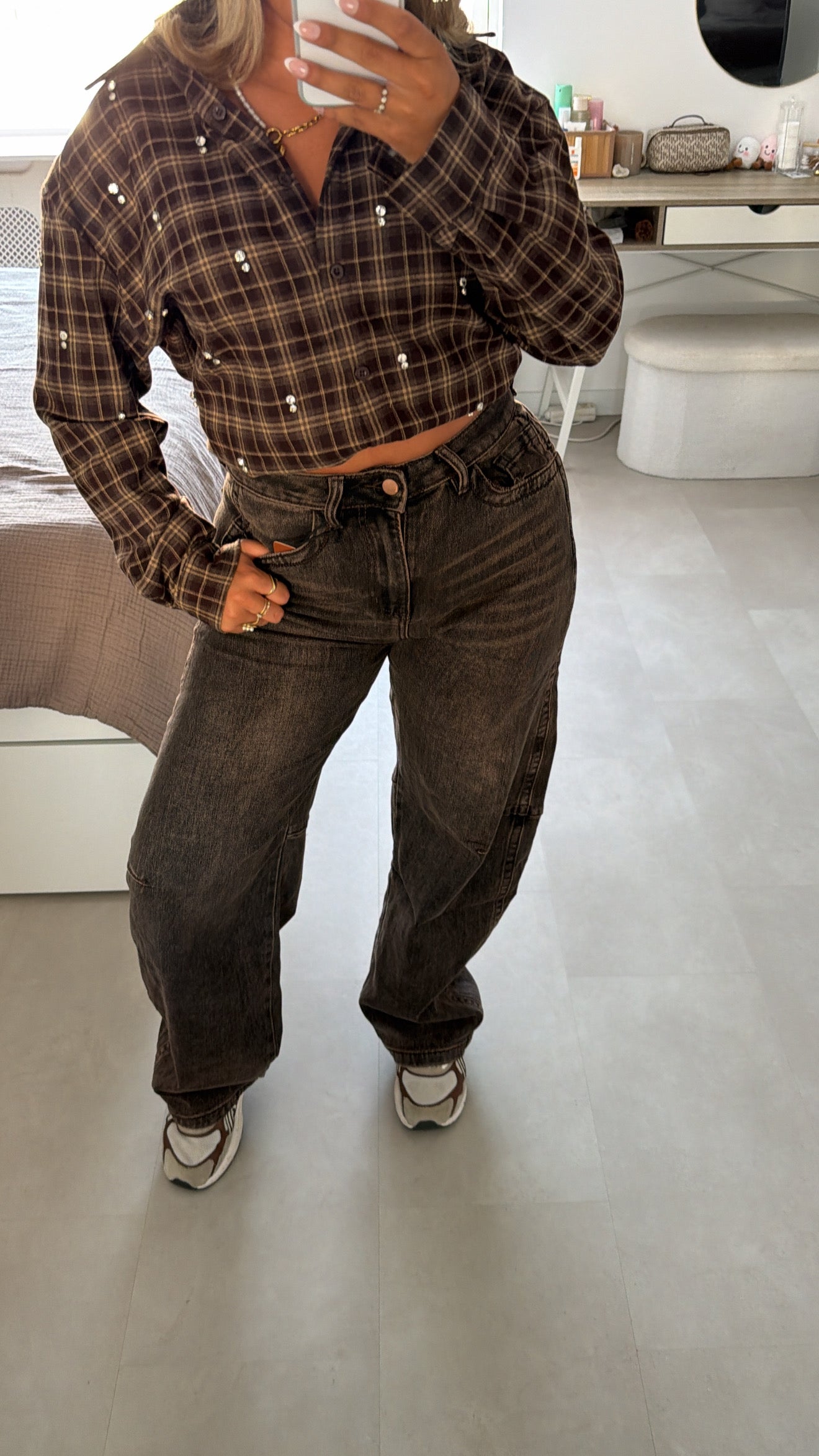 Mila Balloon jeans - GREY/BROWN WASSING