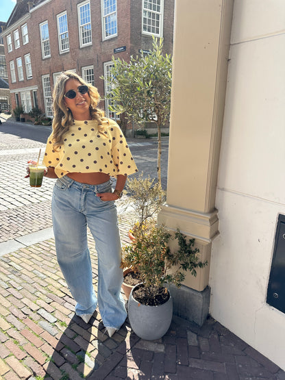 Nora Polka dot Ballon top - Yellow/Brown