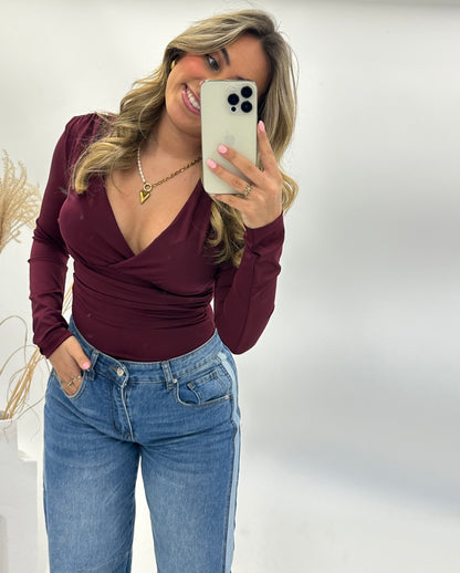 Merel top body bordeaux rood