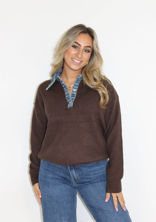 Lio trui denim bruin