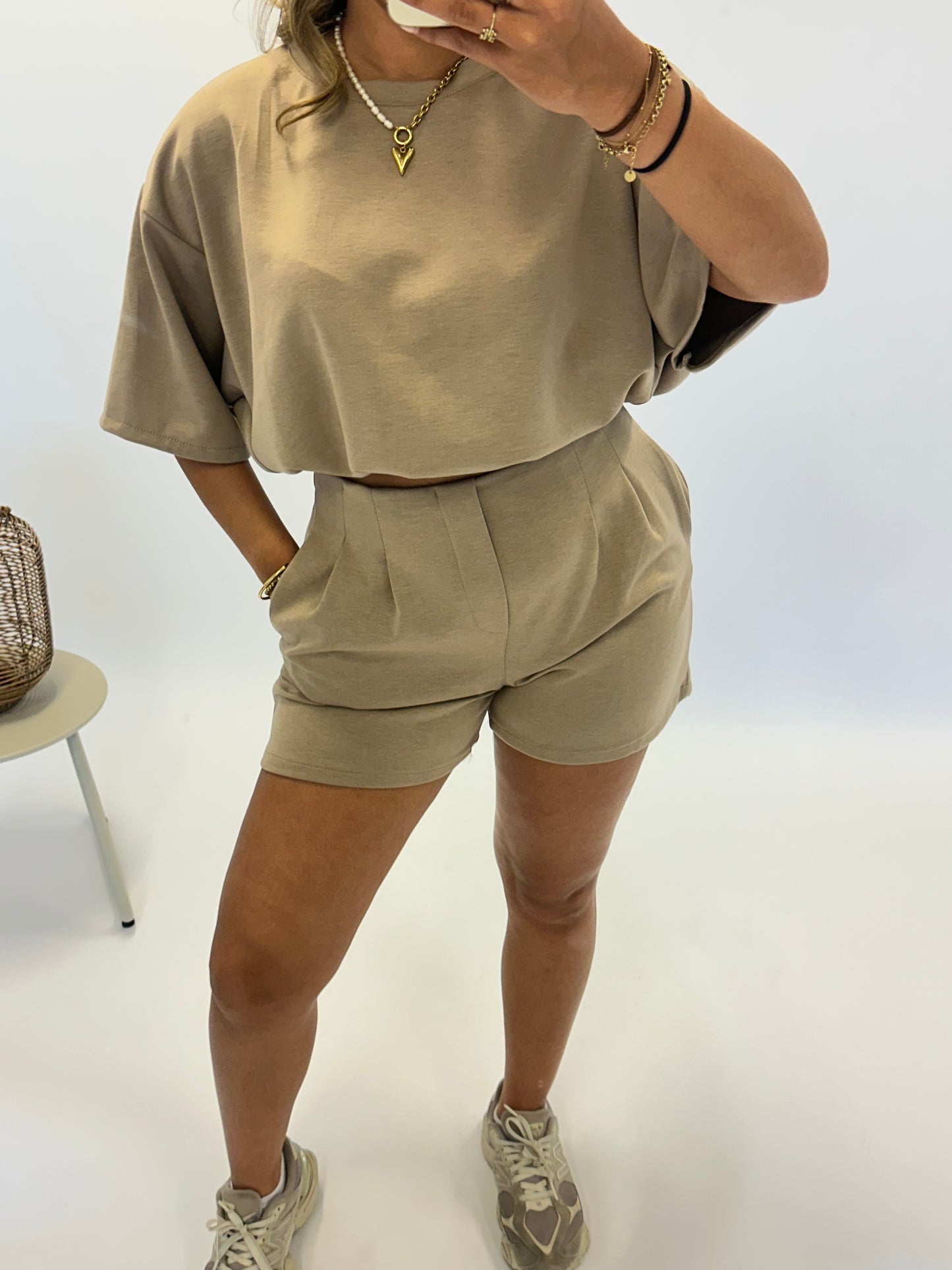 Fay Balloon lounge set kort - Taupe