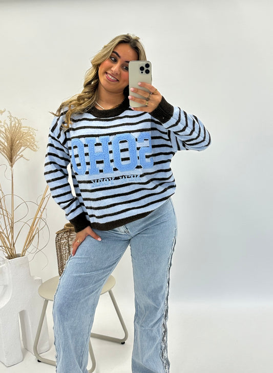 Jill trui SOHO blauw bruin